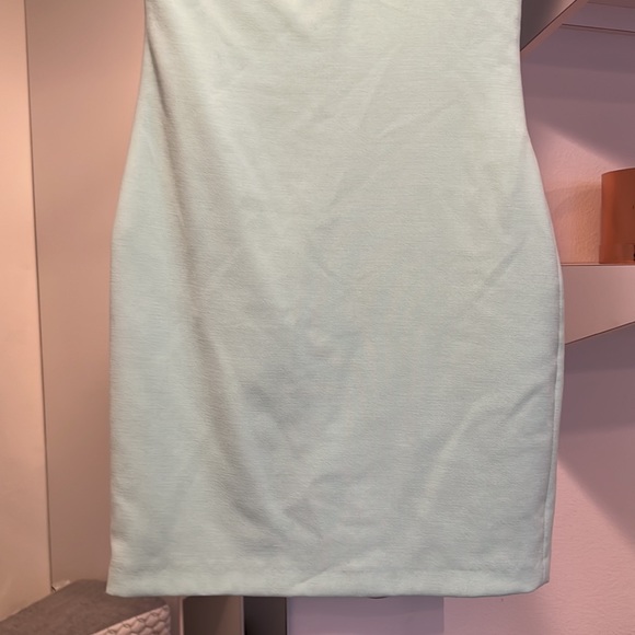 Zara Small Fitted One Shoulder Sea Foam Bodycon Mini Dress - Picture 7 of 12